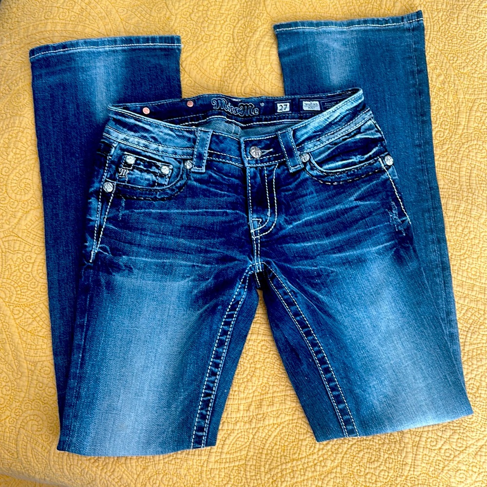 Miss Me bootcut jeans with rhinestone detail.